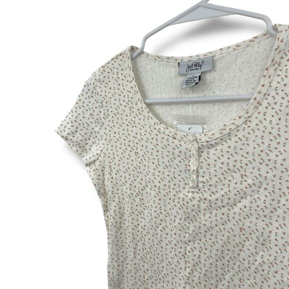 NEW Just Polly White disty floral cap sleeve top medium cotton Girly coquette - Picture 3 of 7